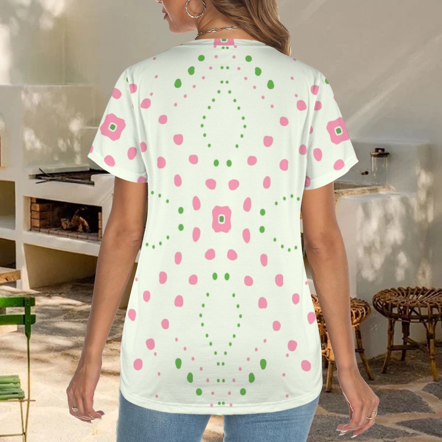 Pink and green dots - Tee shirt