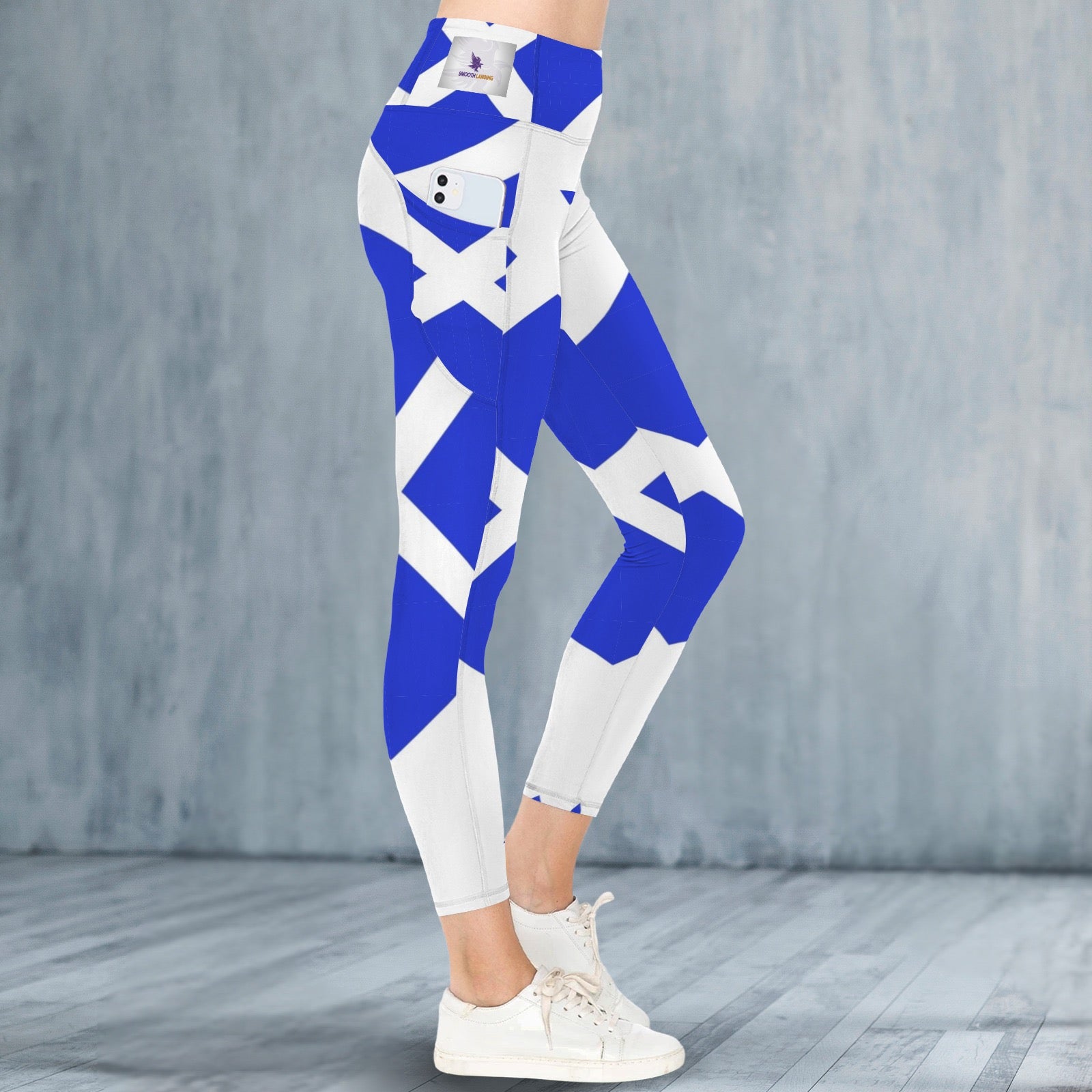 Blue and white Lattice - Leggings
