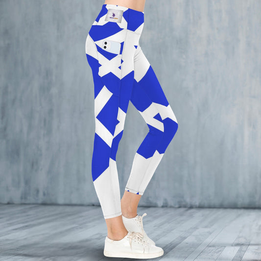 Blue and white Lattice - Leggings