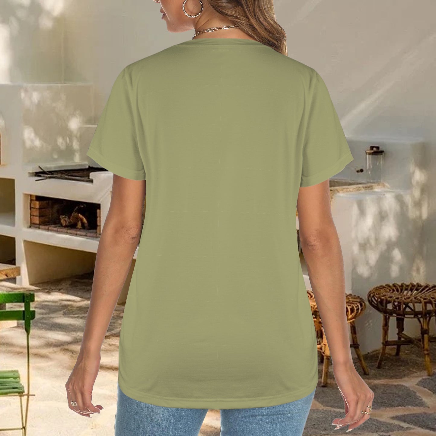 Valmarie Deep Olive Solid Tee Shirt