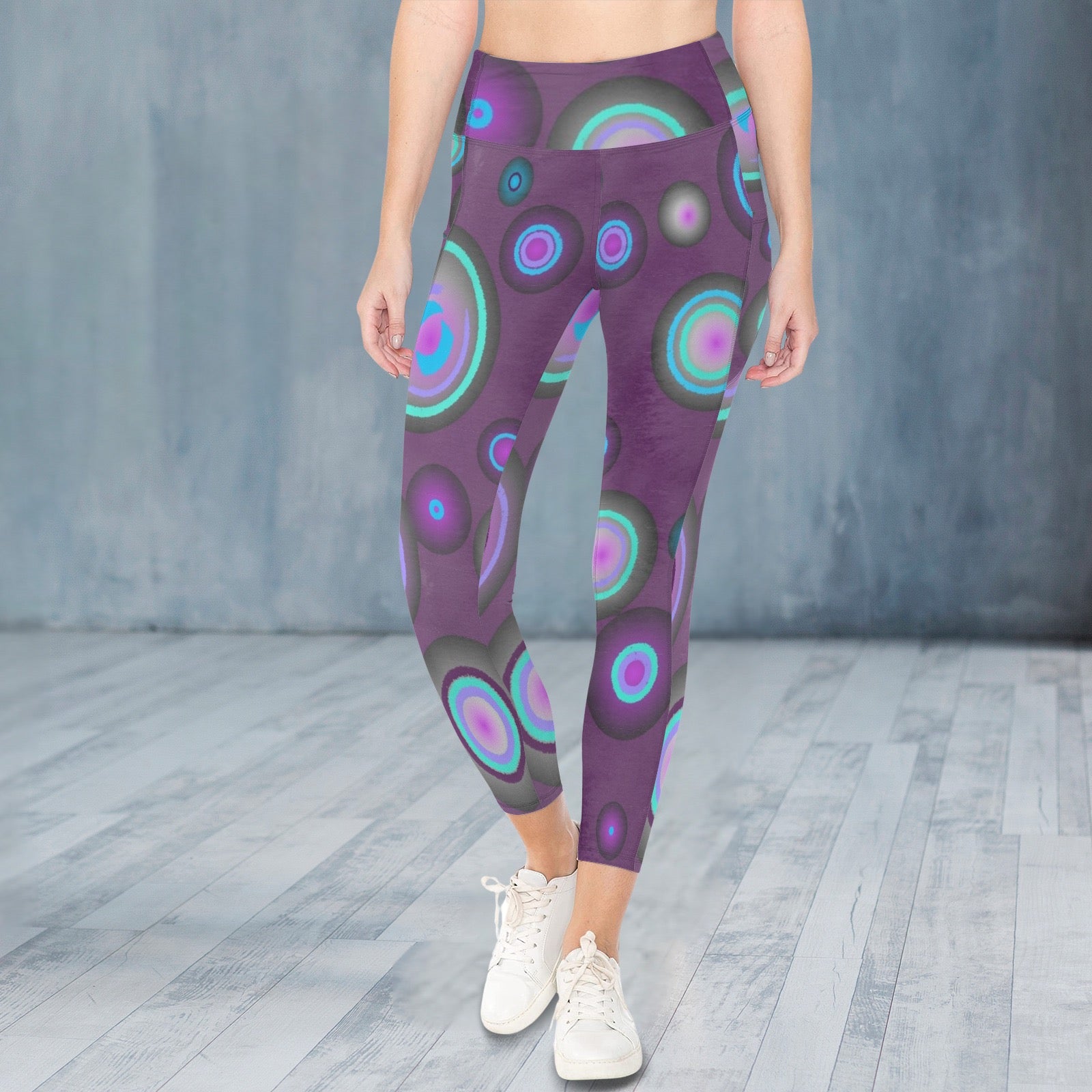 Circles on Burgundy - Leggings