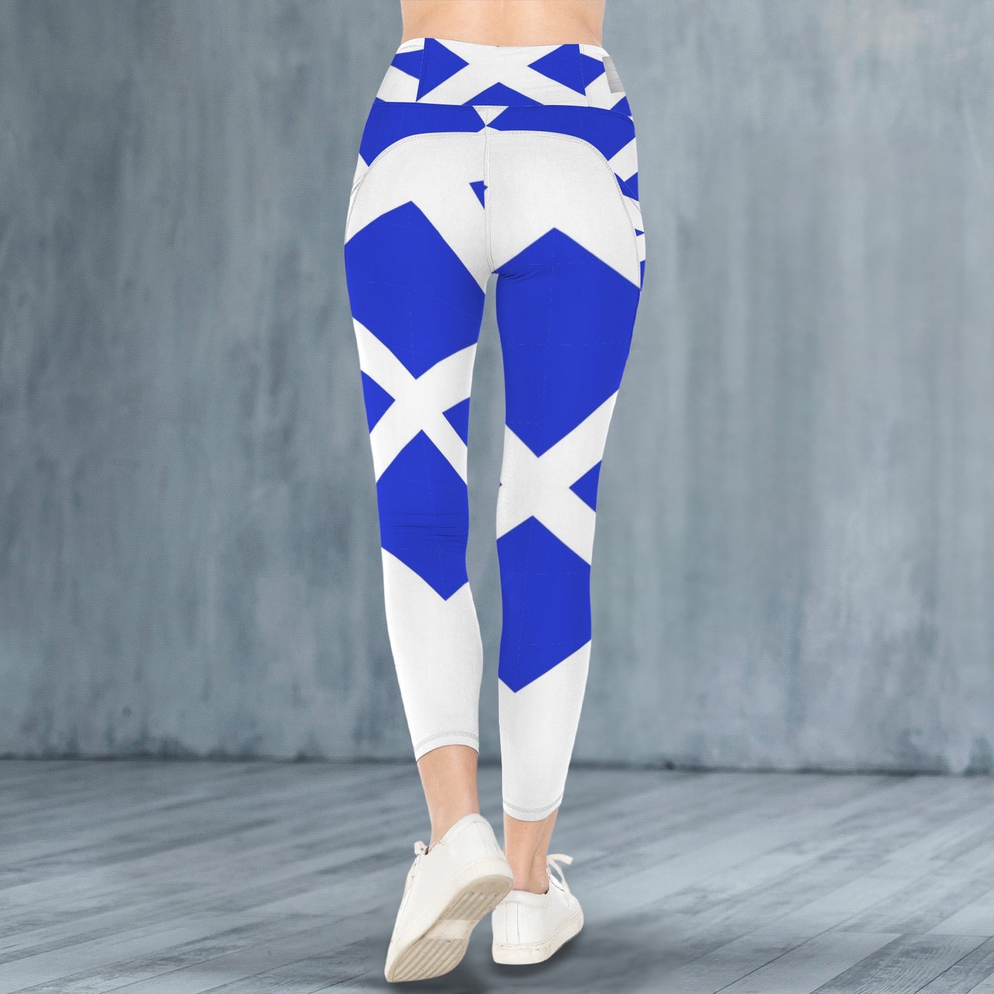 Blue and white Lattice - Leggings