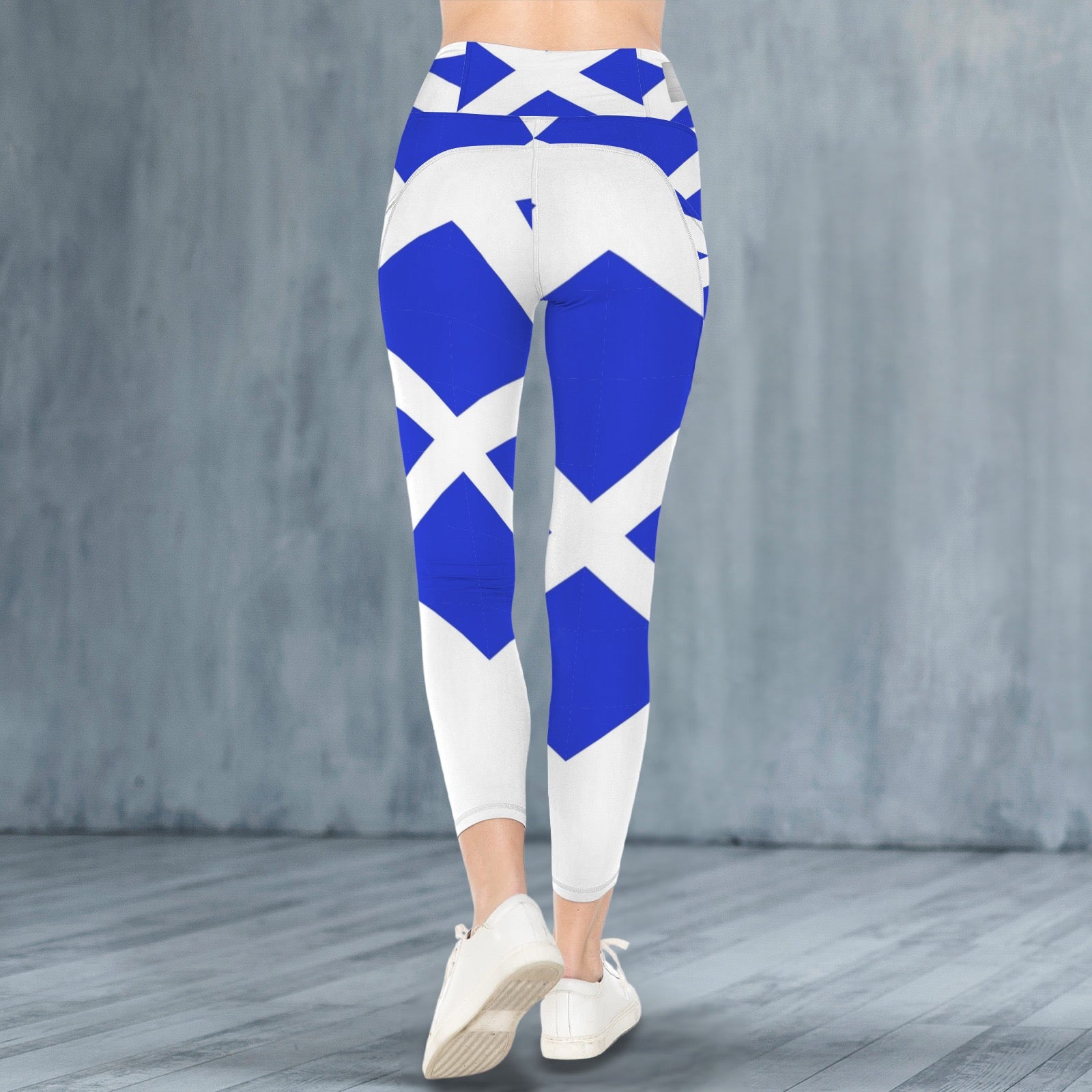 Blue and white Lattice - Leggings